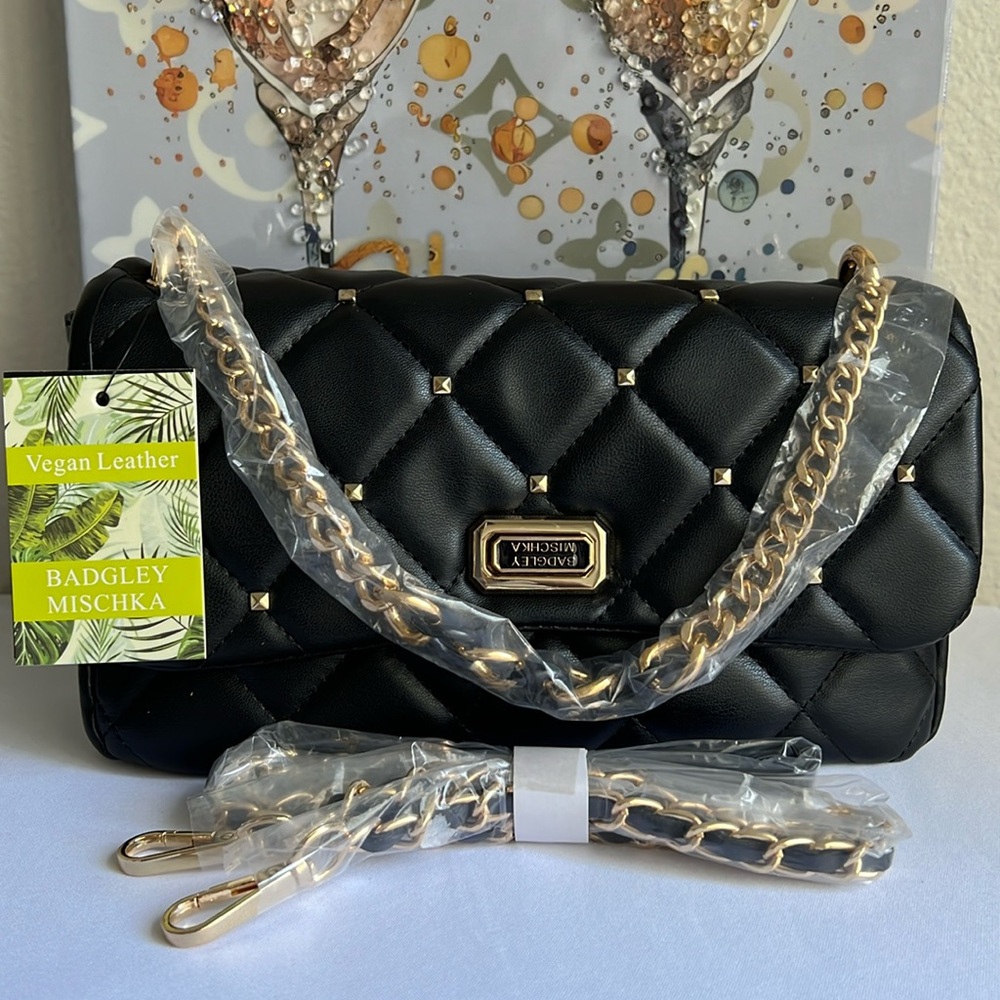 BADGLEY MISCHKA Diamond Quilted & Studs On Cover Crossbody - Picture 14 of 14